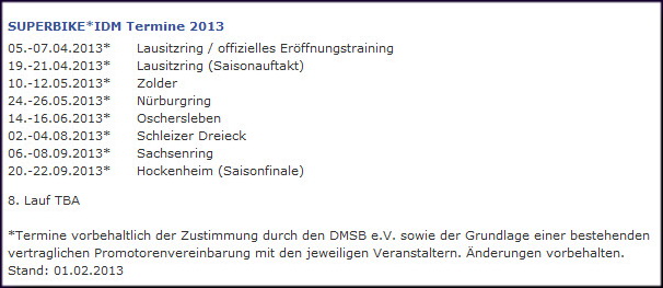IDM-Termine 2013