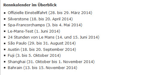 Langstrecken-WM-Termine 2014